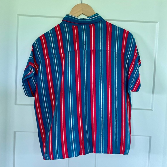 LulaRoe XS Striped Button Down Top Blouse Bright Block Colors - Picture 2 of 6